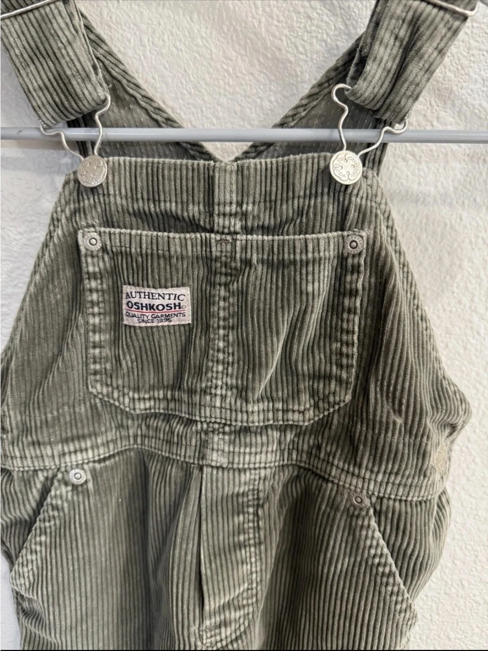 Vintage AUTHENTIC OSHKOSH B'gosh Kids Overalls, Green Corduroy 3T